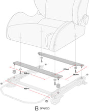 LVVTA Bottom-Mount Seat Rail for Chrysler / Jeep WRANGLER YJ, S8MX, S8H, S8C, TJ40S, JK38S, JK36S, JK36L, JK38L, JL20L, JL36L, JL36S